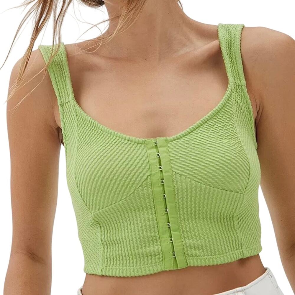 Urban Outfitters UO Estella Green Textured Crop Top Size Medium